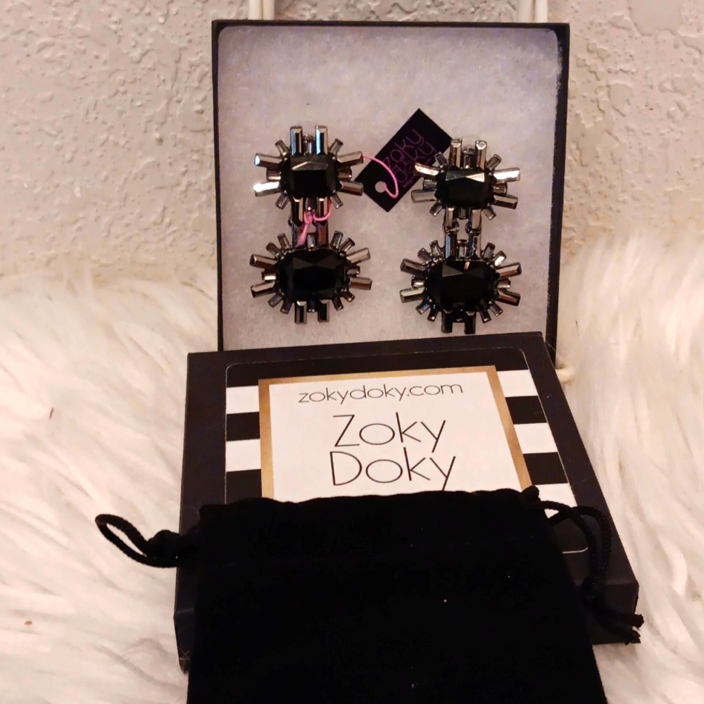 Pierced 2" Black/Gray Earrings.